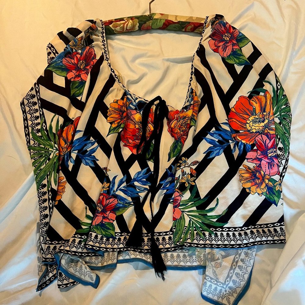 Off the shoulder striped floral top